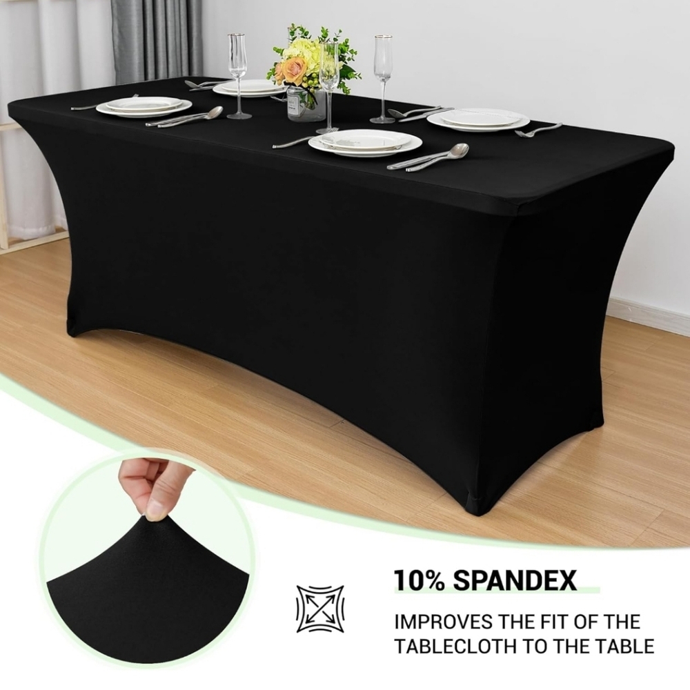 Black Spandex Tablecloth for Home Dining Or Display, 6 Ft